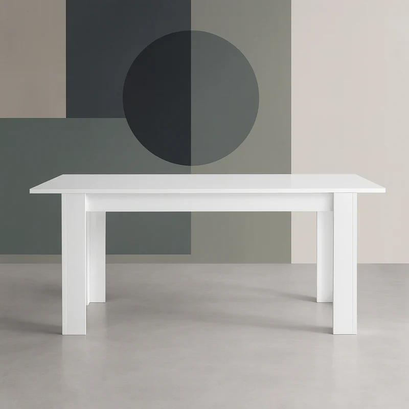 Tavolo "Gliese" con gambe e piano in MDF, design moderno, per arredo interno 137/185 x 90 h 76 cm