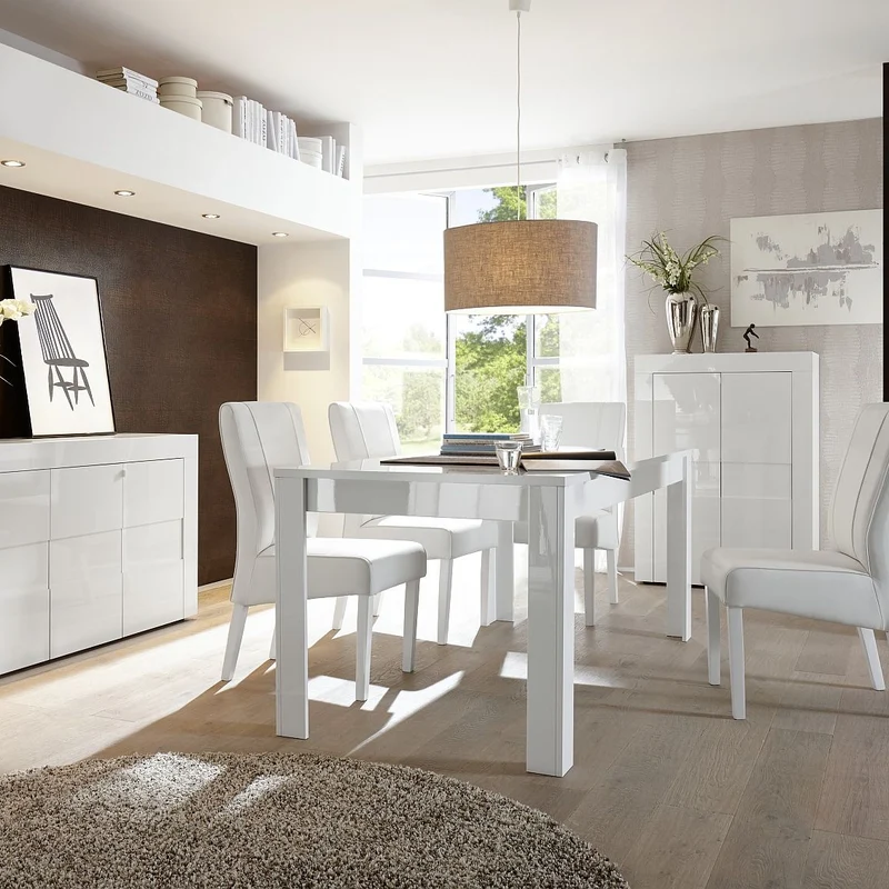 Tavolo "Gliese" con gambe e piano in MDF, design moderno, per arredo interno 137/185 x 90 h 76 cm
