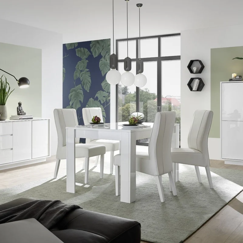 Tavolo "Gliese" con gambe e piano in MDF, design moderno, per arredo interno 137/185 x 90 h 76 cm