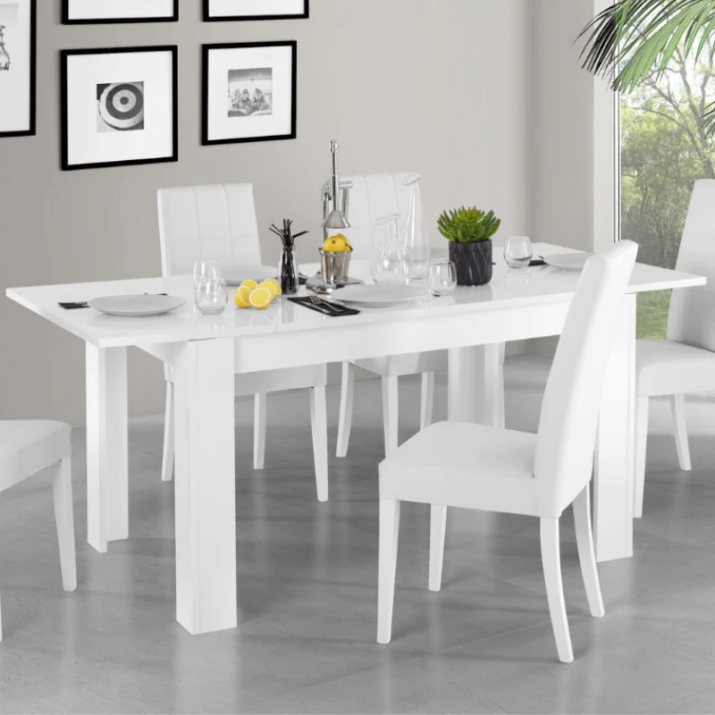 Tavolo "Gliese" con gambe e piano in MDF, design moderno, per arredo interno 137/185 x 90 h 76 cm