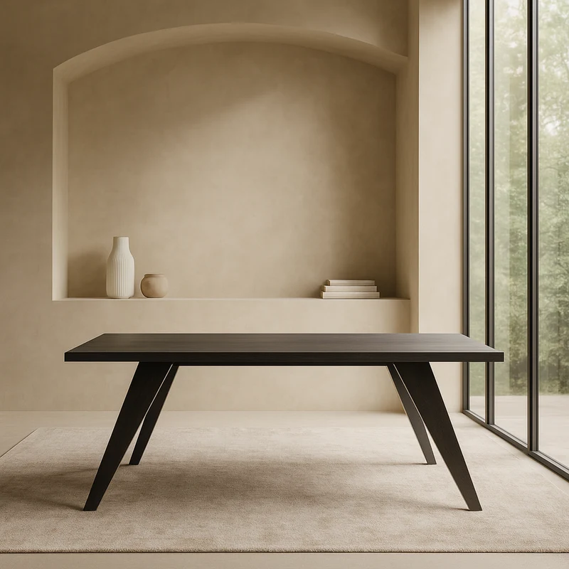 Tavolo "Kepler 22" con gambe e piano in finitura piombo per arredo interno 180 x 90 x h 78 cm
