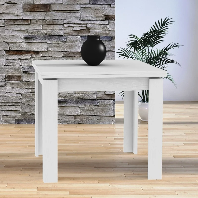 Tavolo "Regulus" con struttura stabile in legno MDF per arredo interno 90/180 x 90 x h 76 cm