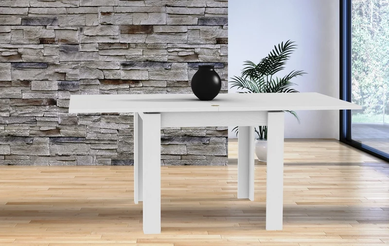 Tavolo "Regulus" con struttura stabile in legno MDF per arredo interno 90/180 x 90 x h 76 cm