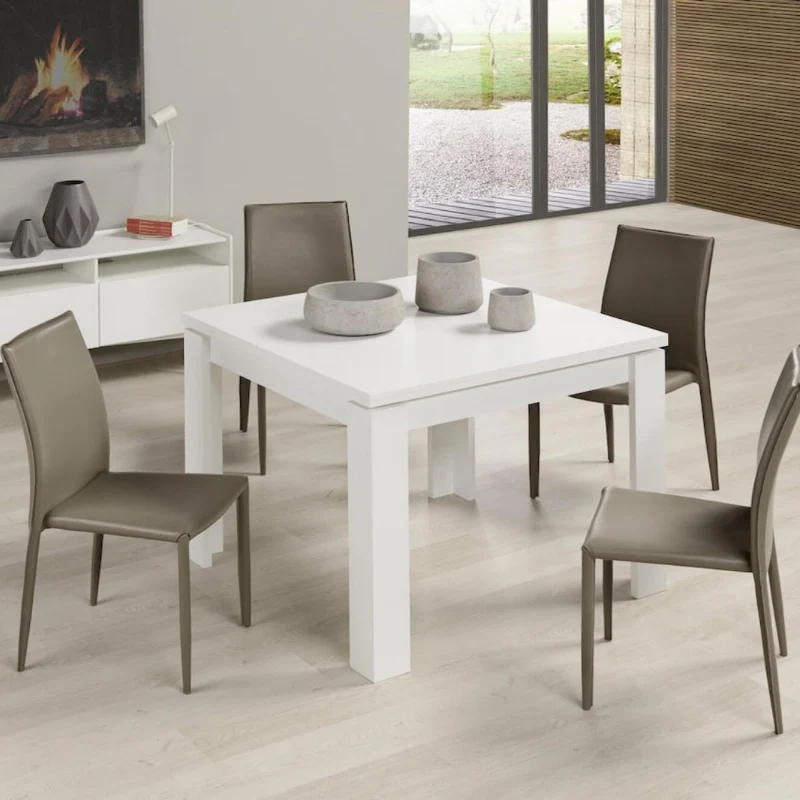 Tavolo "Regulus" con struttura stabile in legno MDF per arredo interno 90/180 x 90 x h 76 cm