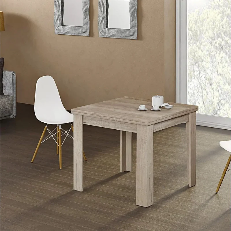 Tavolo "Regulus" con struttura stabile in legno MDF per arredo interno 90/180 x 90 x h 76 cm