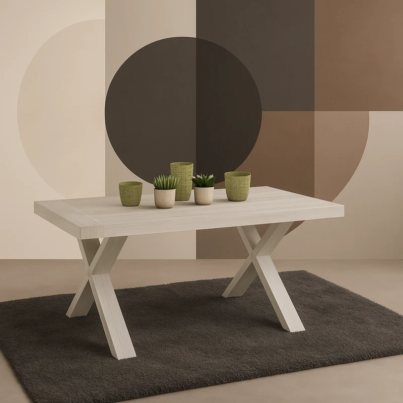 Tavolo "Fomalhaut" con gambe e piano stabile in MDF, design moderno, per arredo interno