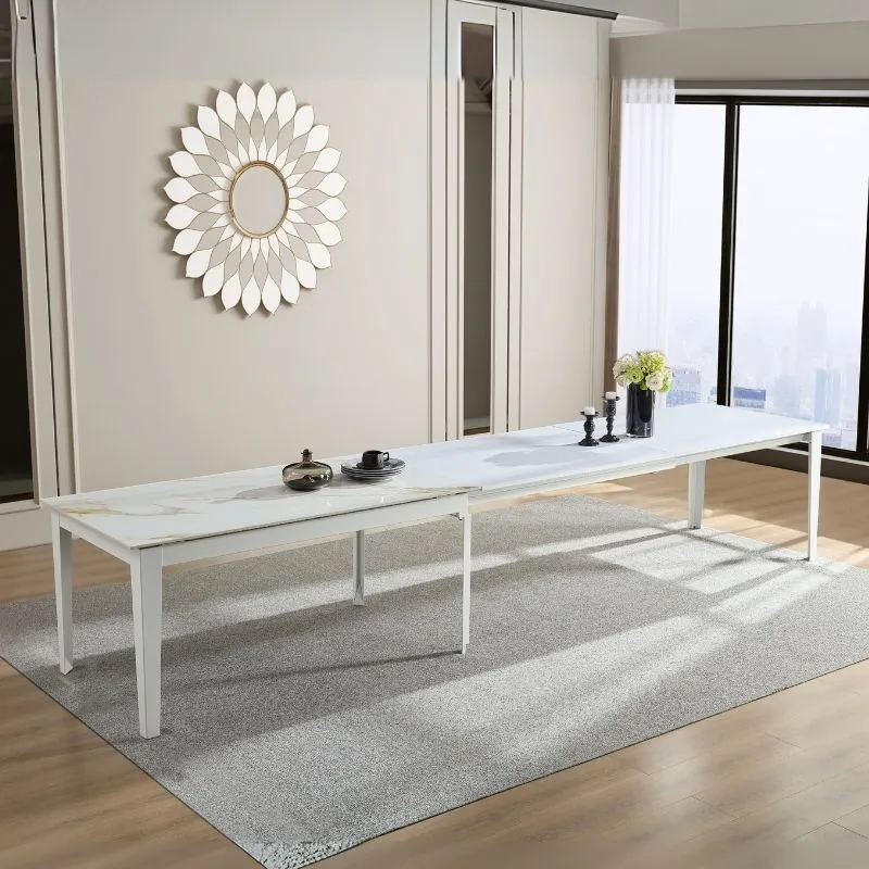 Tavolo "Capella" con gambe in ferro, piano in ceramica e allunghe in MDF 160/400 x 90 x h 75 cm