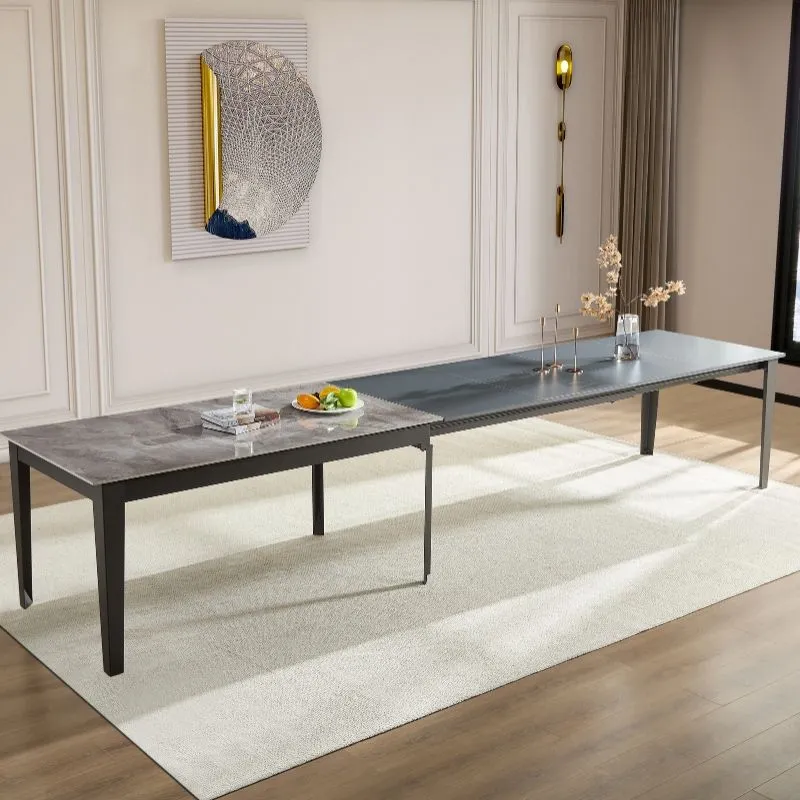 Tavolo "Capella" con gambe in ferro, piano in ceramica e allunghe in MDF 160/400 x 90 x h 75 cm