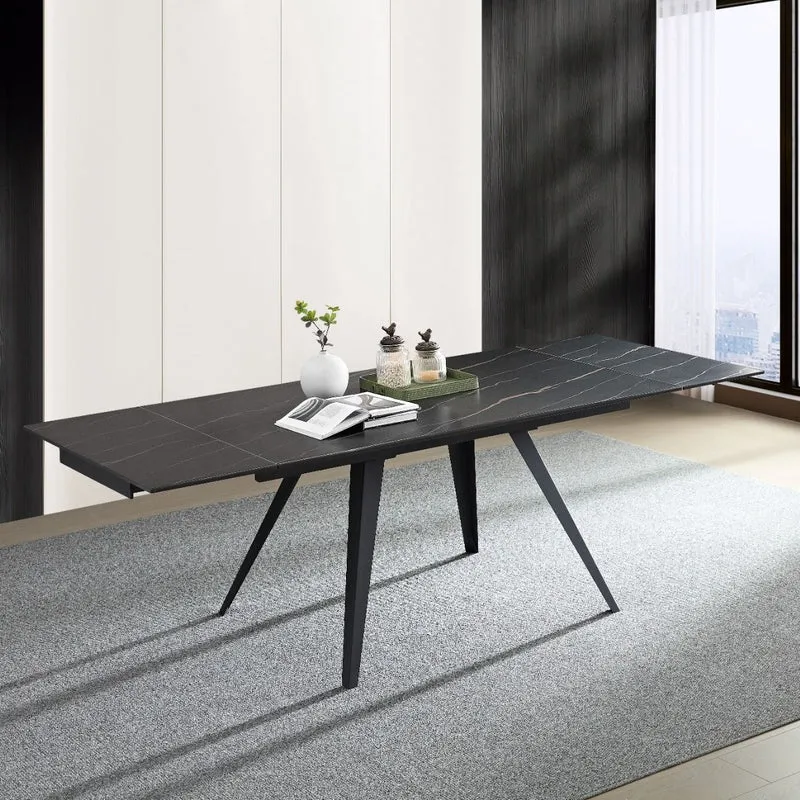 Tavolo "Arcturus" con gambe in ferro e piano in ceramica, design moderno, 160/240 x 110 x h 75 cm
