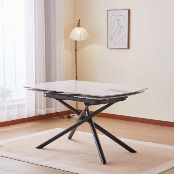 Tavolo "Canopus" con sistema ad apertura rotante, design moderno, 130/190 x 90 x h 76 cm