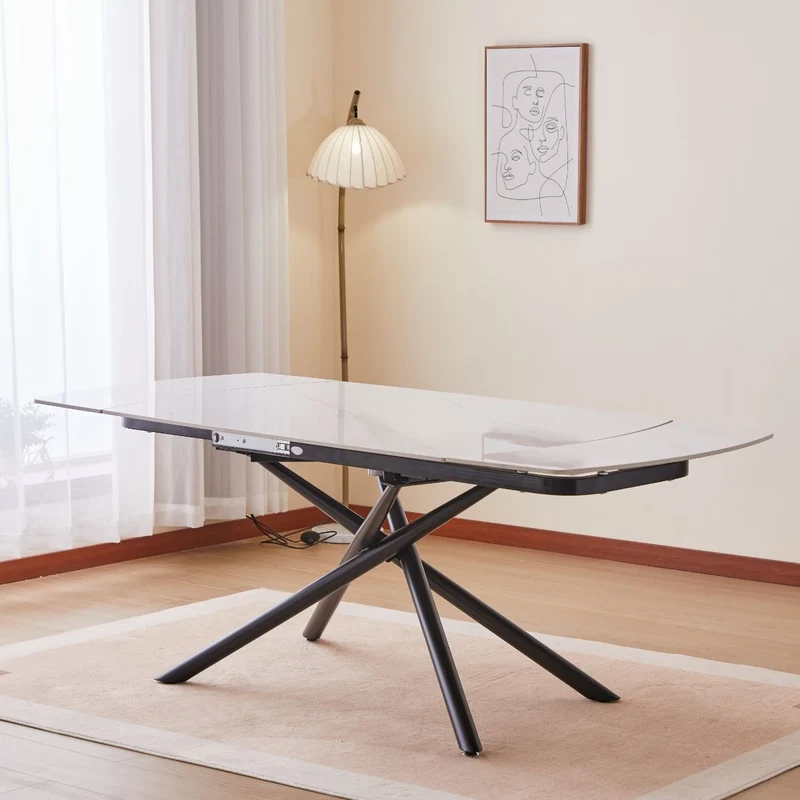 Tavolo "Canopus" con sistema ad apertura rotante, design moderno, 130/190 x 90 x h 76 cm