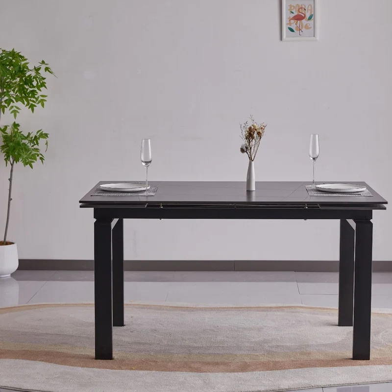 Tavolo "Antares" con gambe in metallo e piano in marmo, design moderno, 140/200 x 90 x h 76 cm