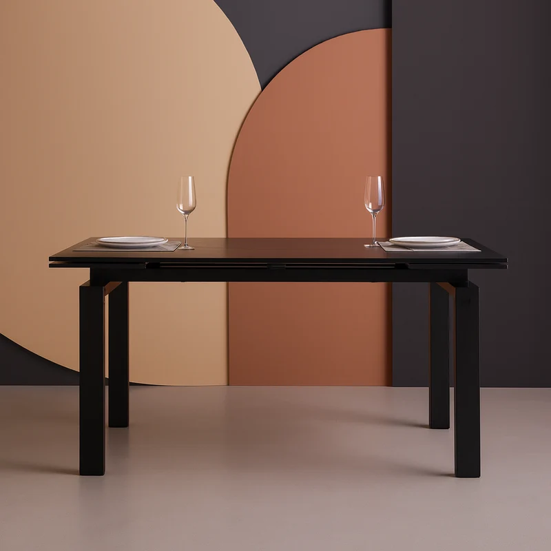 Tavolo "Antares" con gambe in metallo e piano in marmo, design moderno, 140/200 x 90 x h 76 cm