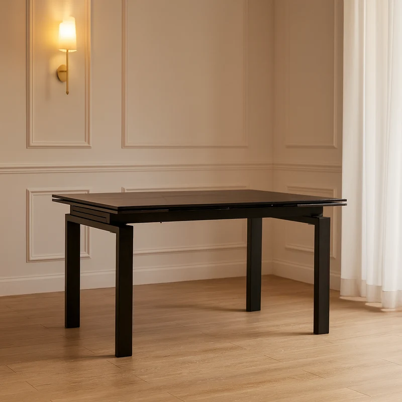 Tavolo "Antares" con gambe in metallo e piano in marmo, design moderno, 140/200 x 90 x h 76 cm