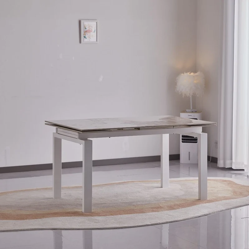 Tavolo "Antares" con gambe in metallo e piano in marmo, design moderno, 140/200 x 90 x h 76 cm