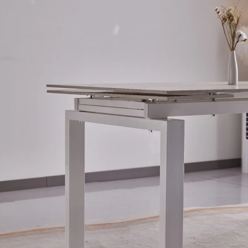 Tavolo "Antares" con gambe in metallo e piano in marmo, design moderno, 140/200 x 90 x h 76 cm