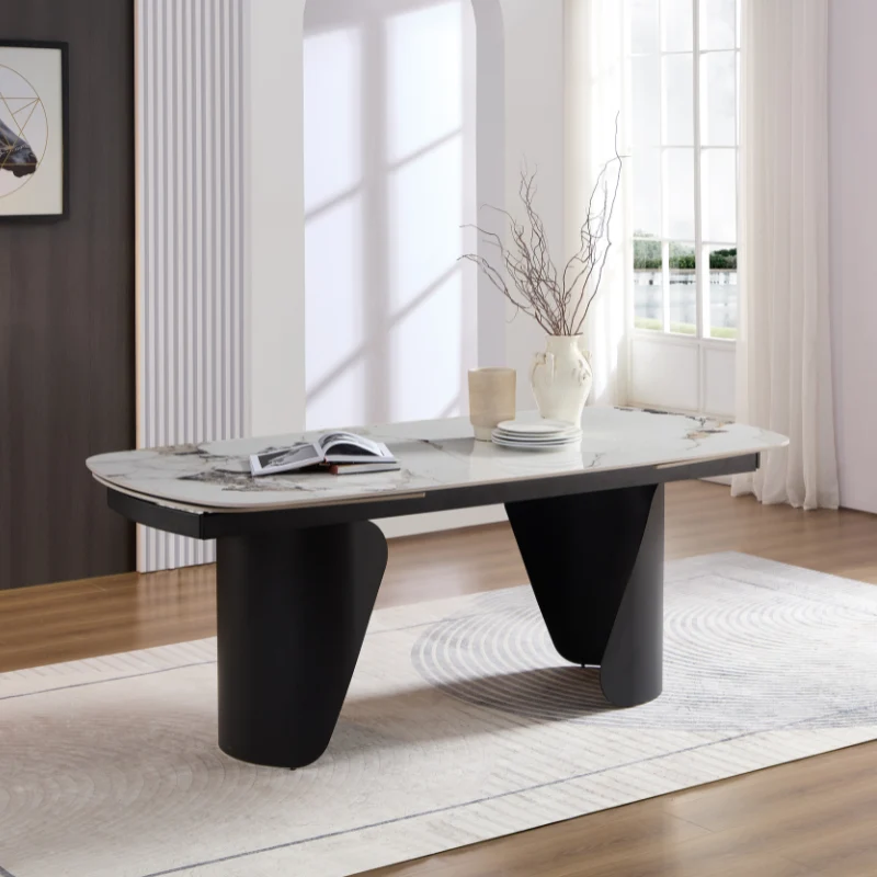 Tavolo "Vega" con piano in ceramica effetto marmo, design moderno, 200/300 x 100 x h 75 cm