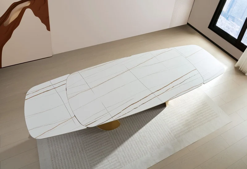 Tavolo "Vega" con piano in ceramica effetto marmo, design moderno, 200/300 x 100 x h 75 cm