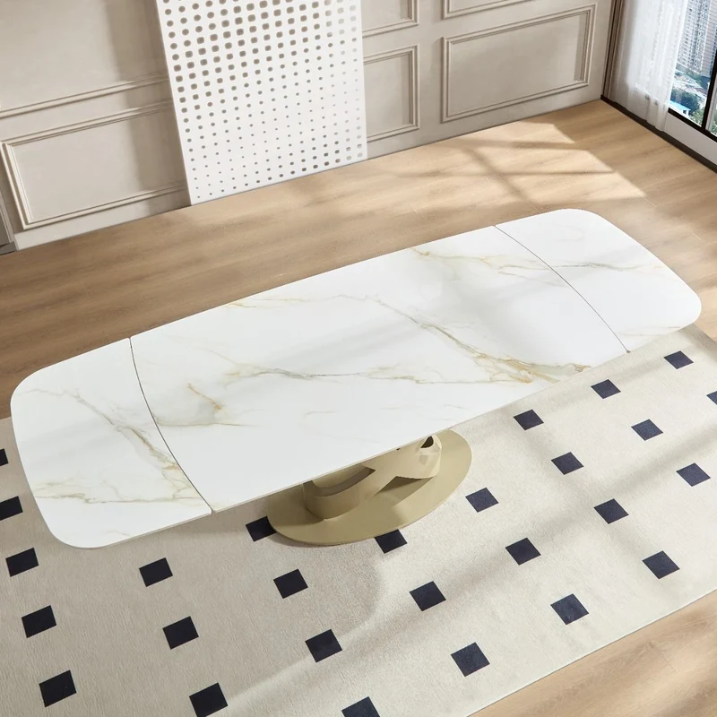 Tavolo "Sirius" con struttura in metallo e piano in ceramica, design moderno, 160/240 x 90 x h 75 cm