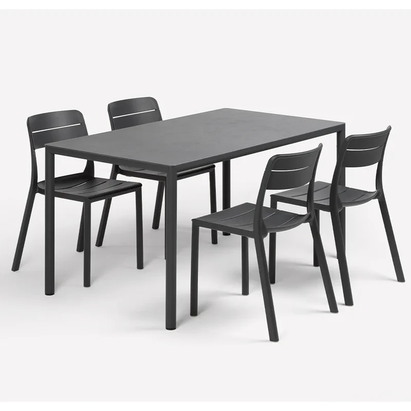 Tavolo "Piave" rettangolare, monocolore, con piano in laminato HPL per esterno