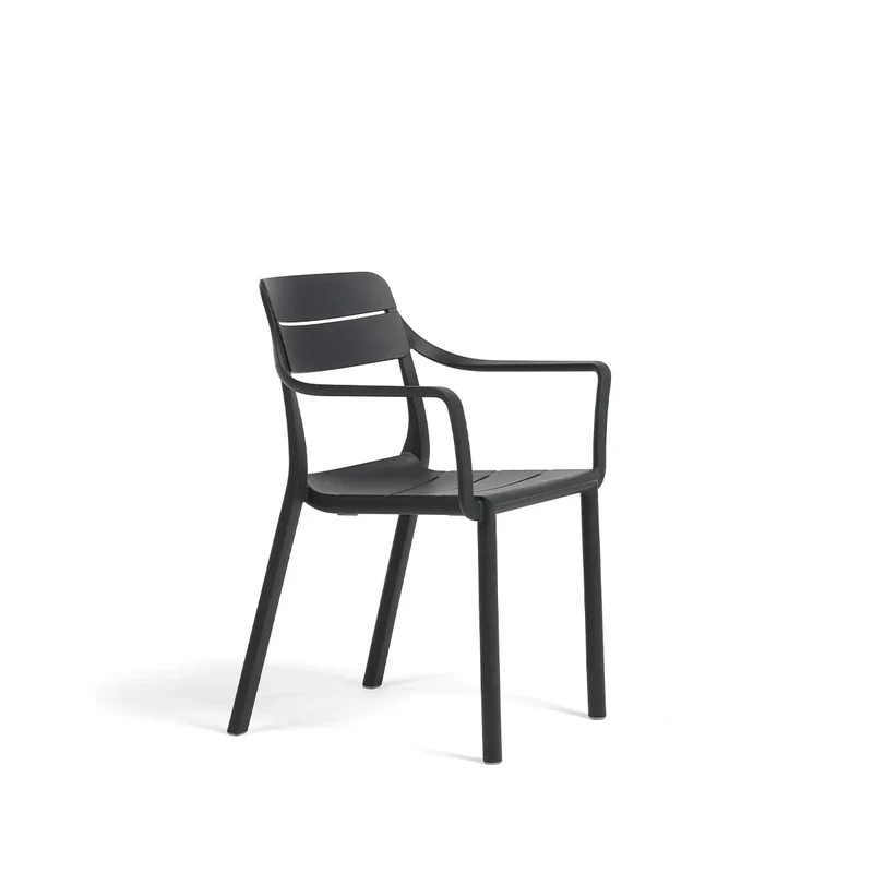Sedia "Cassia" con braccioli monocolor, in fiberglass regenerated, 59 x 57 x 81,5 cm