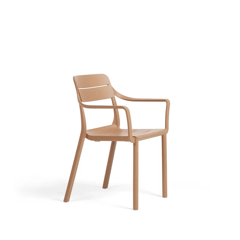 Sedia "Cassia" con braccioli monocolor, in fiberglass regenerated, 59 x 57 x 81,5 cm