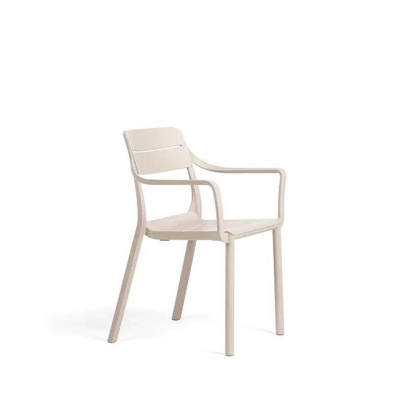 Sedia "Cassia" con braccioli monocolor, in fiberglass regenerated, 59 x 57 x 81,5 cm