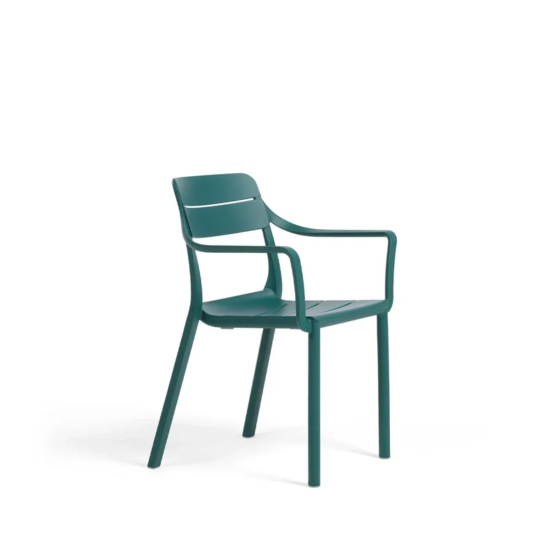Sedia "Cassia" con braccioli monocolor, in fiberglass regenerated, 59 x 57 x 81,5 cm
