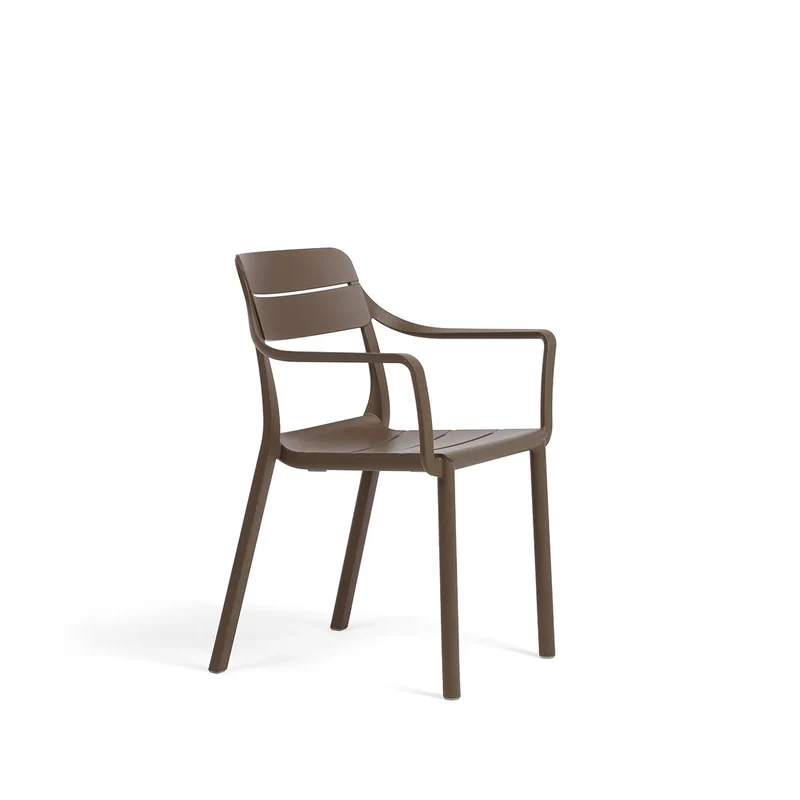 Sedia "Cassia" con braccioli monocolor, in fiberglass regenerated, 59 x 57 x 81,5 cm