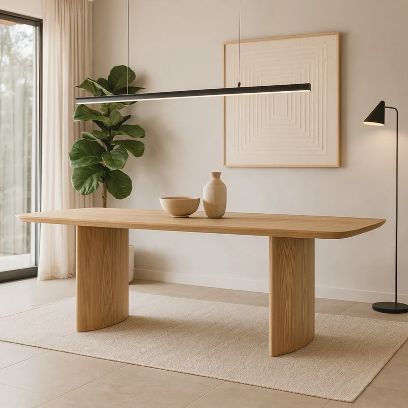 Tavolo "Odelia" con struttura in MDF legno di quercia per soggiorno e cucina 240 x 100 cm