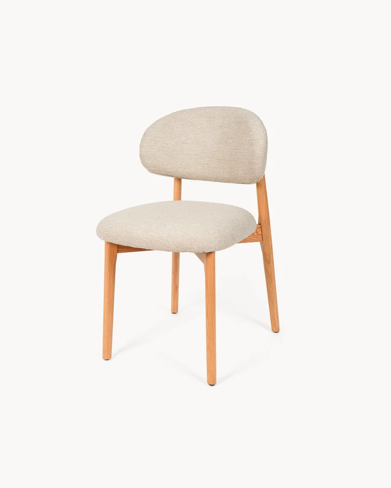 Set 2 sedie da pranzo in legno con tessuto antimacchia Wanda