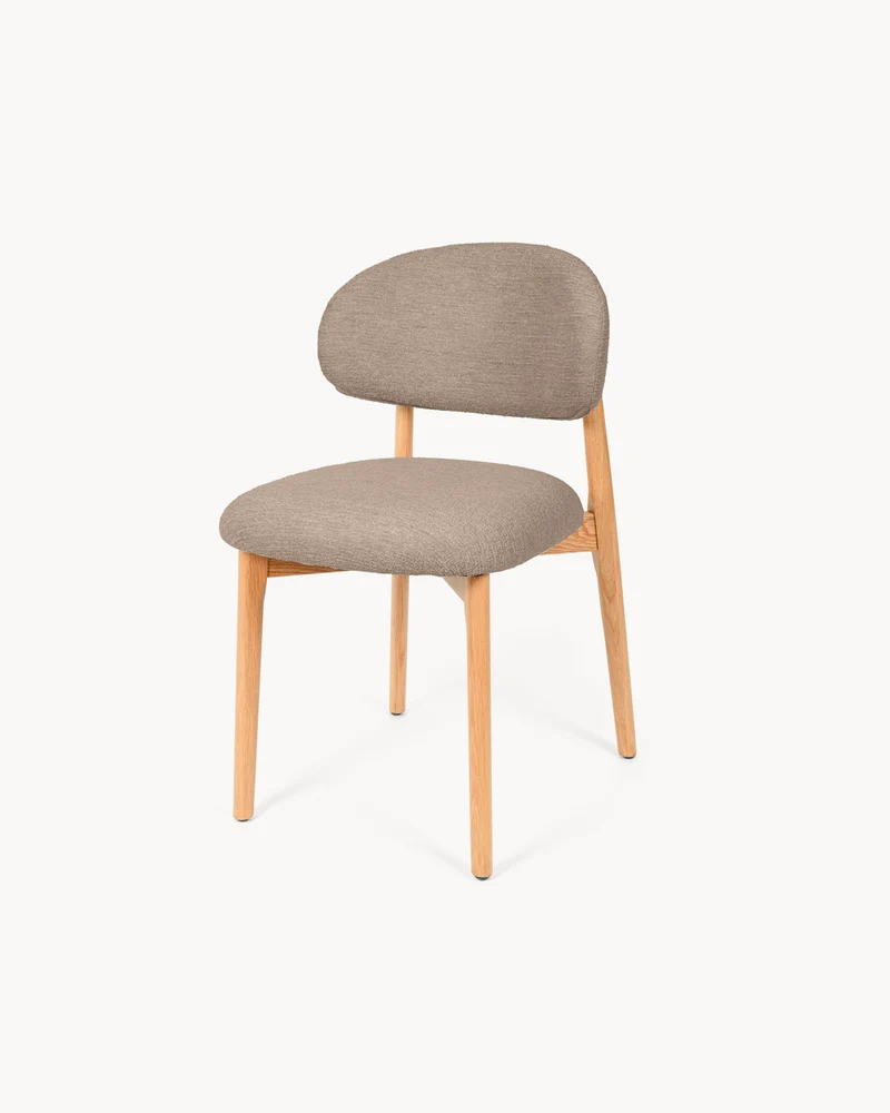 Set 2 sedie da pranzo in legno con tessuto antimacchia Wanda