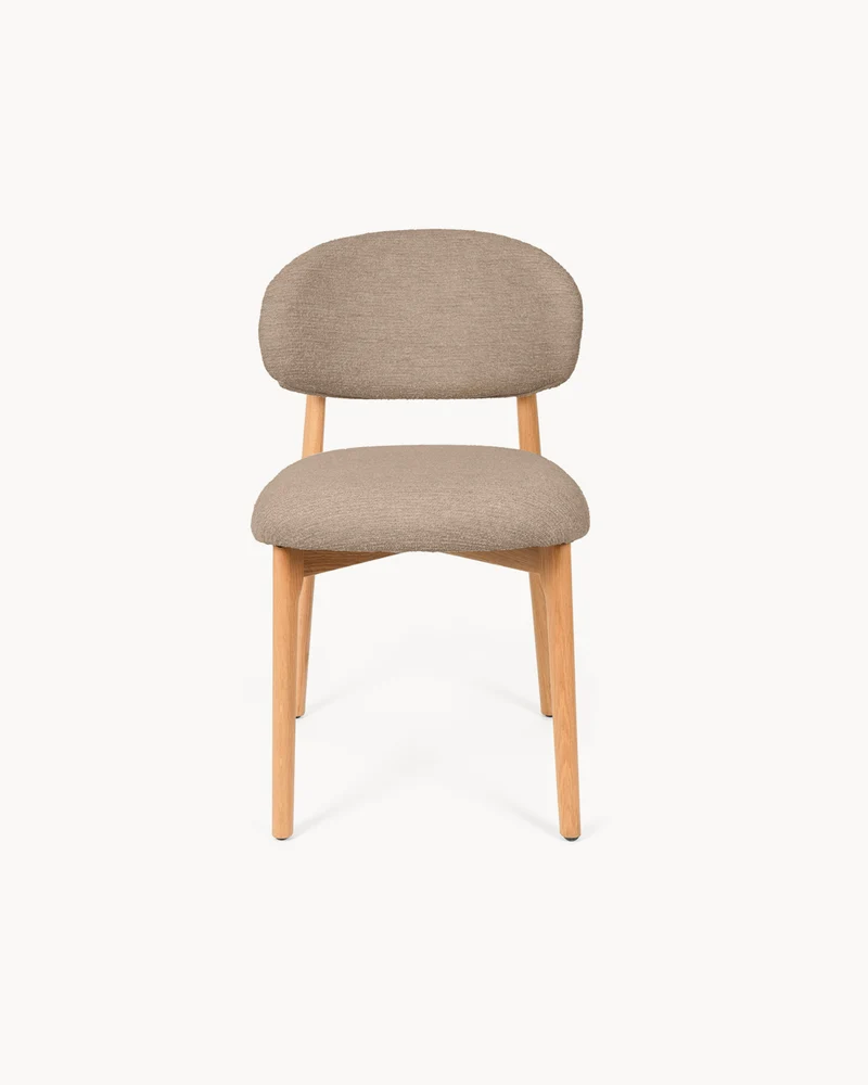 Set 2 sedie da pranzo in legno con tessuto antimacchia Wanda