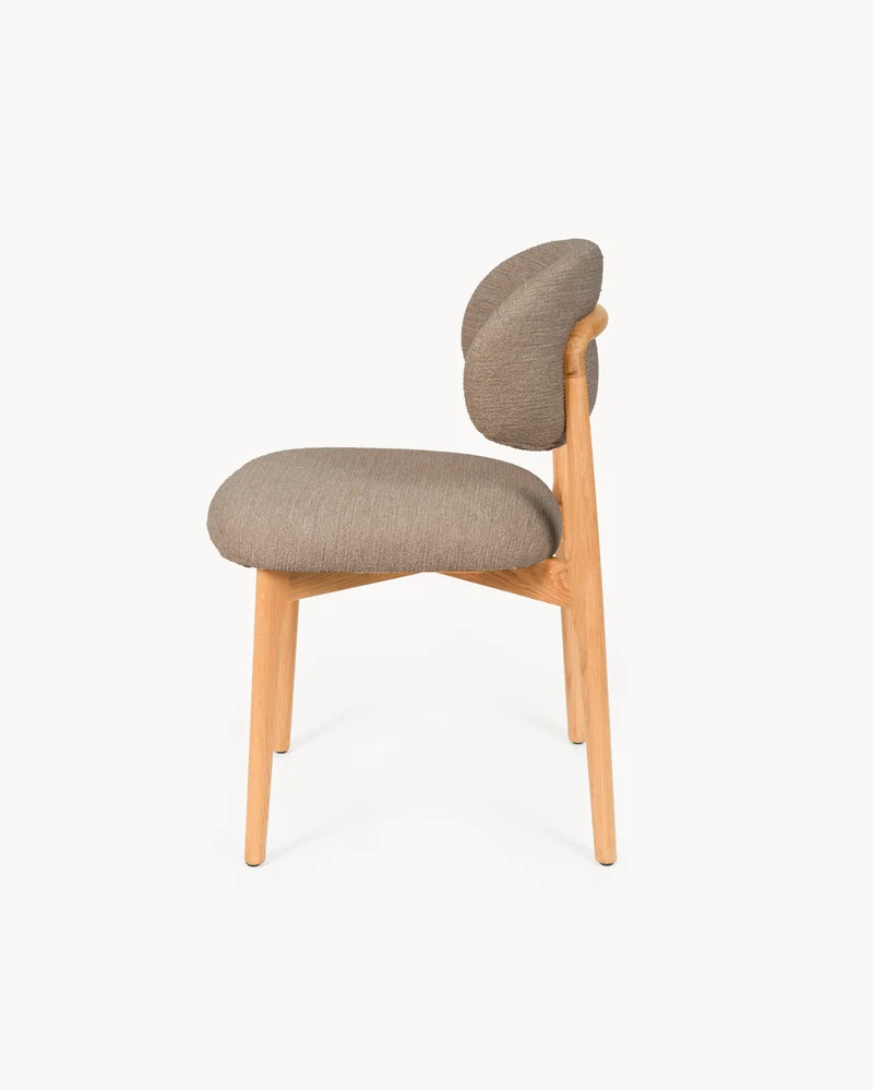 Set 2 sedie da pranzo in legno con tessuto antimacchia Wanda