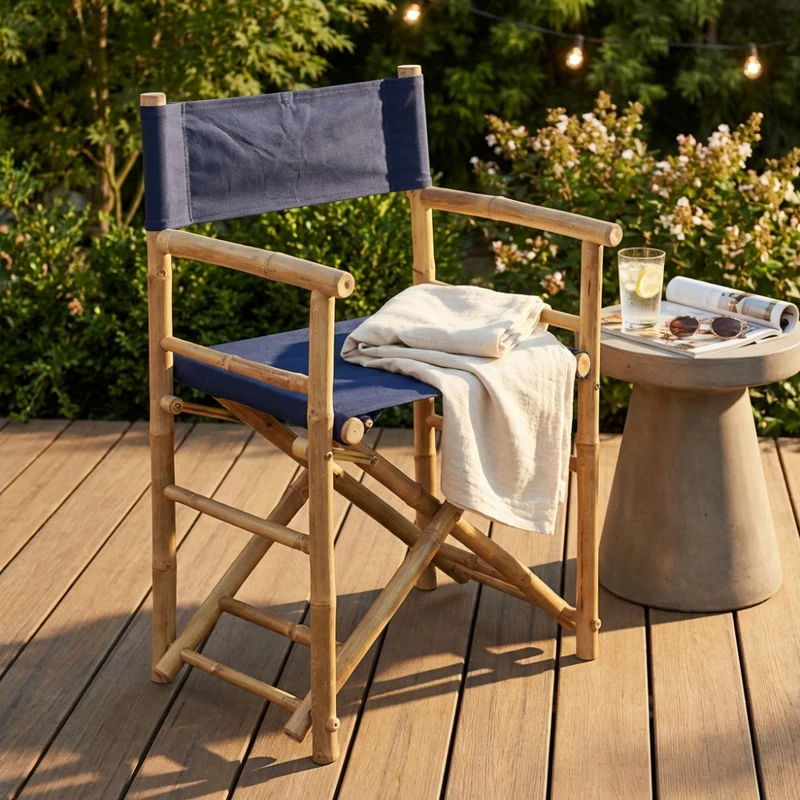 Sedia da Regista Mojito Blu in Bamboo Naturale