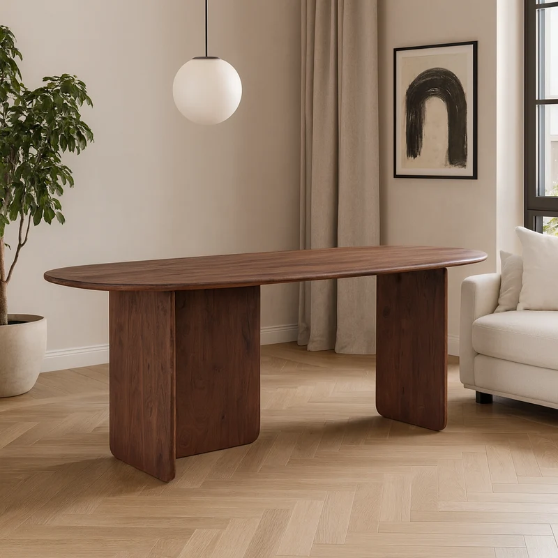 Tavolo "Nayana" con struttura in legno di acacia per soggiorno e cucina 200 x 100 cm