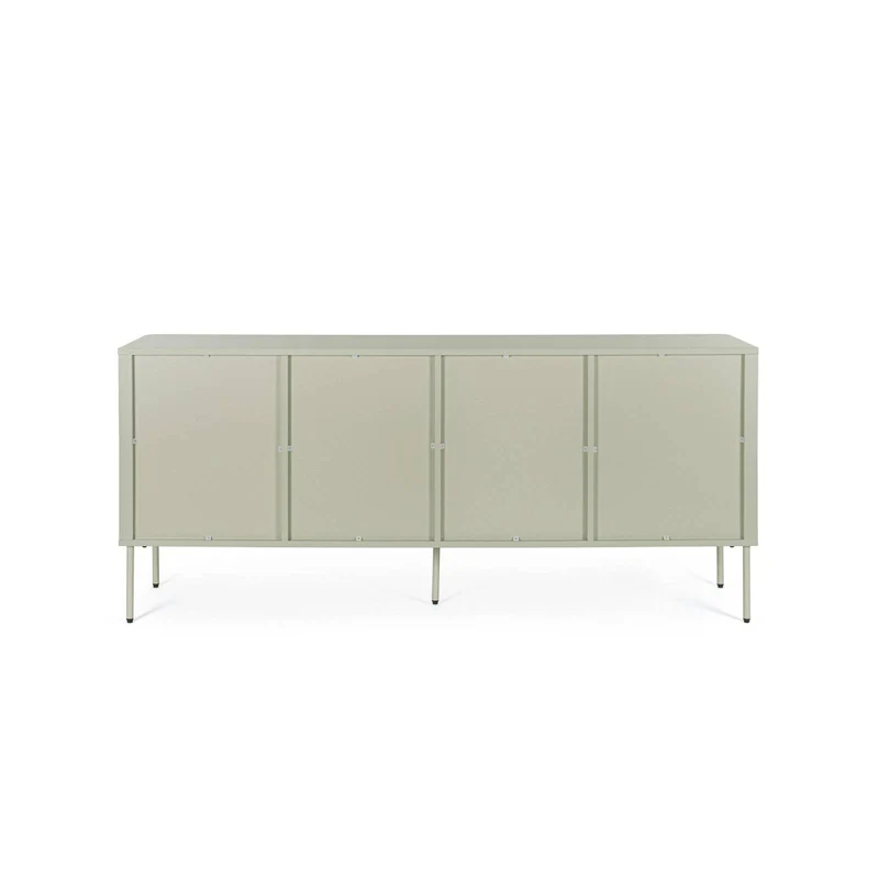 Credenza "Nathan" grigio sabbia a 4 ante, struttura in truciolato, gambe in acciaio verniciato