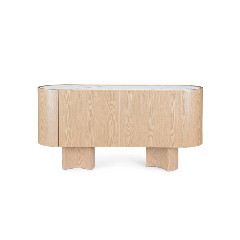 Credenza "Otilia Oak" in legno di quercia, ante con cerniere a chiusura ammortizzata