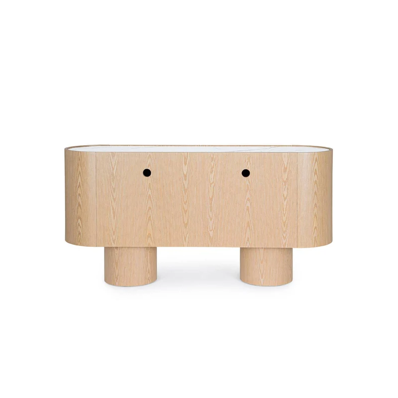 Credenza "Otilia Oak" in legno di quercia, ante con cerniere a chiusura ammortizzata