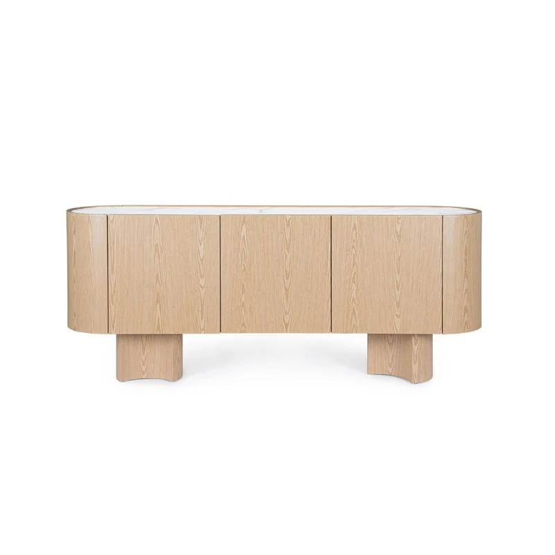 Credenza "Otilia Oak" in legno di quercia, ante con cerniere a chiusura ammortizzata