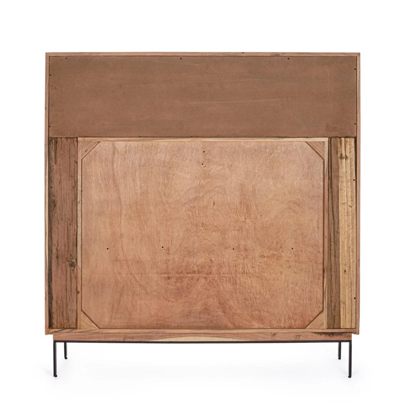 Credenza "Mangal" in legno di acacia, con finitura acrilica protettiva, maniglie e gambe in acciaio