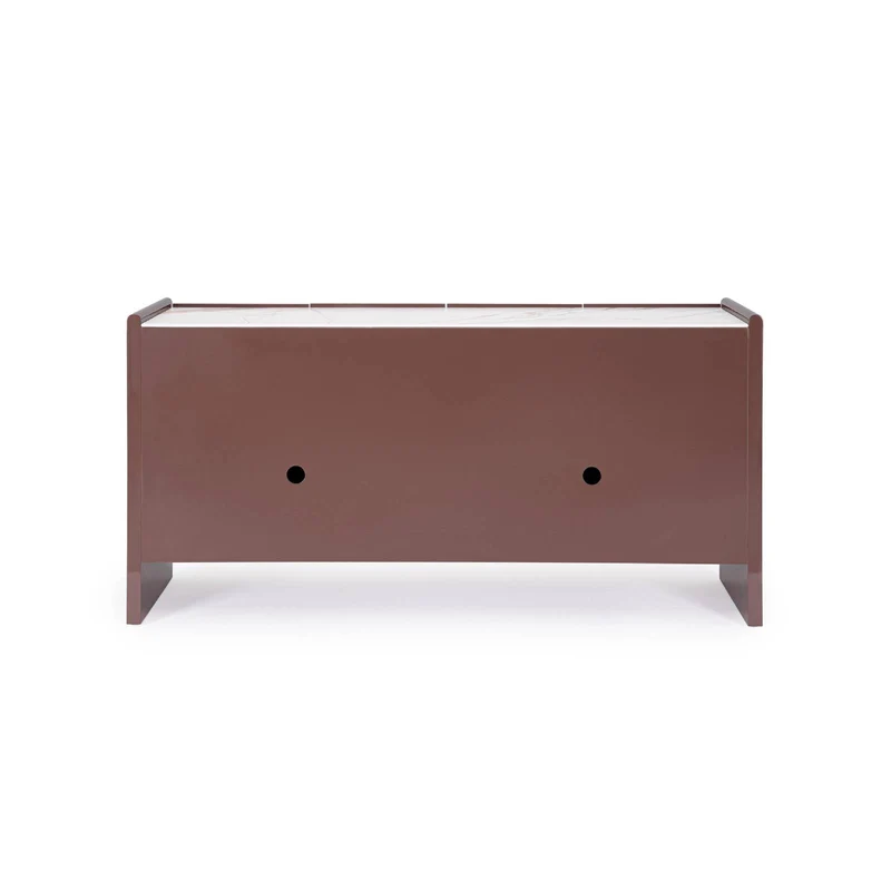 Credenza "Otilia Brick", 4 ante, piano in pietra sinterizzata, in vernice poliuretanica effetto lucido