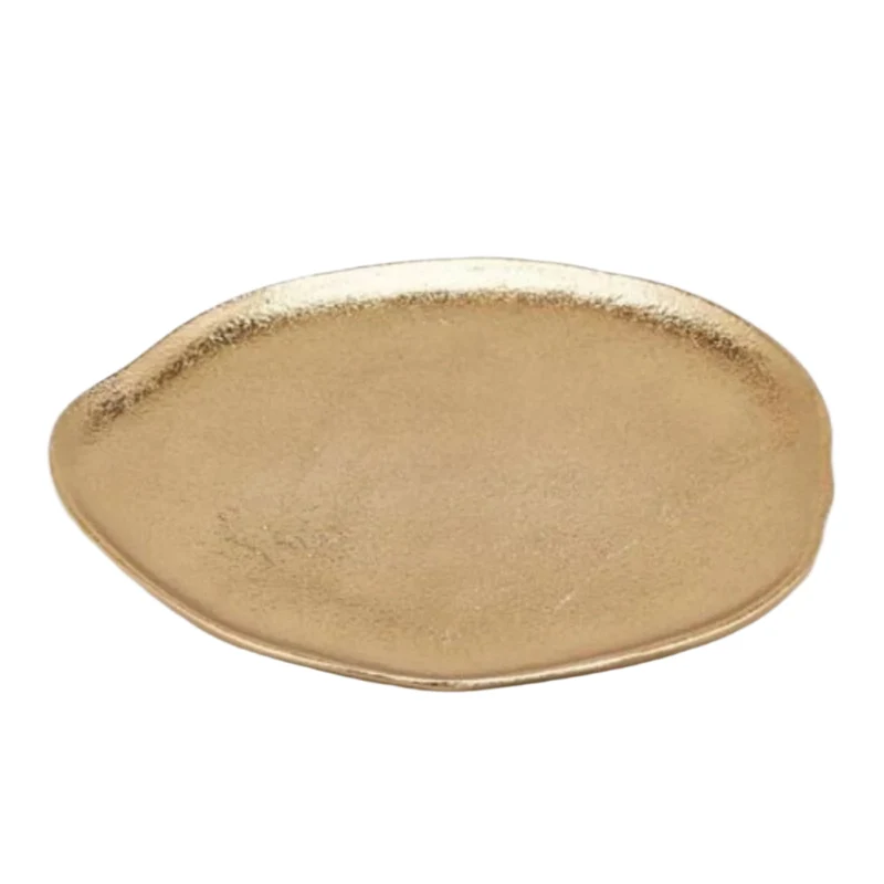 Piatto decorativo in alluminio dorato irregolare Ø 22 cm