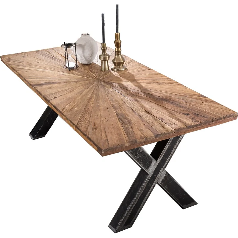 Tavolo industrial legno massello teak