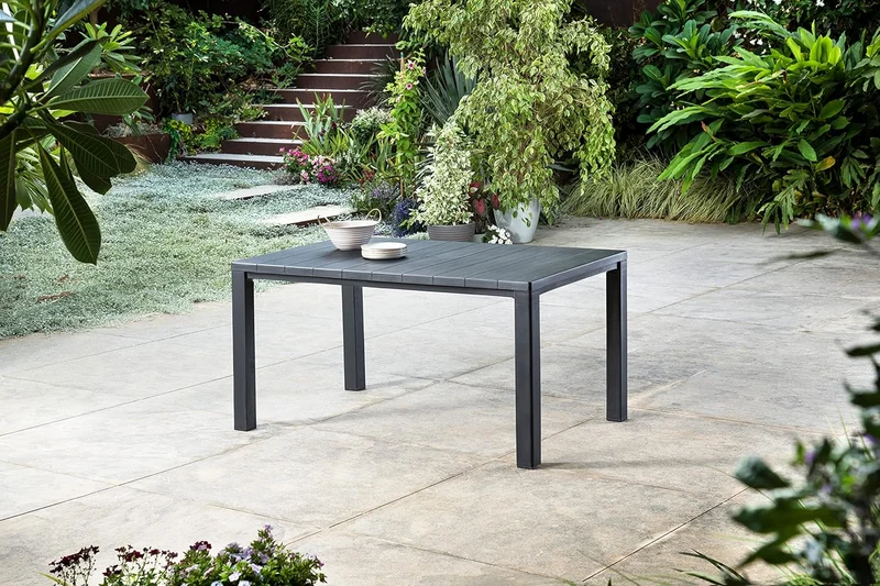Tavolo "King" struttura in polipropilene colore antracite da 146 x 86 cm, per interni ed esterni