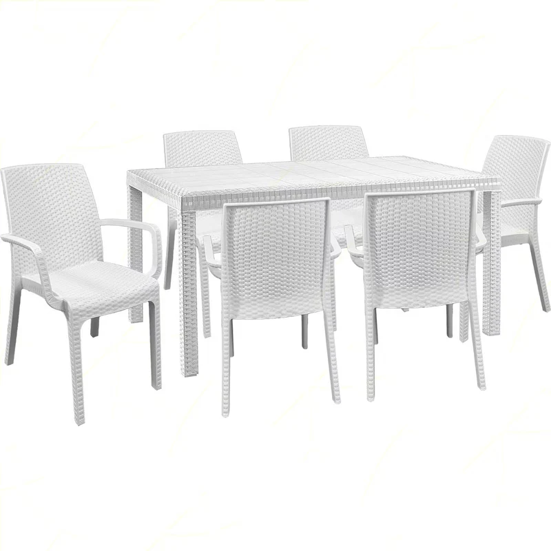 Set Tavolo e poltrone "Phoenix" struttura in polipropilene effetto rattan per bar e strutture
