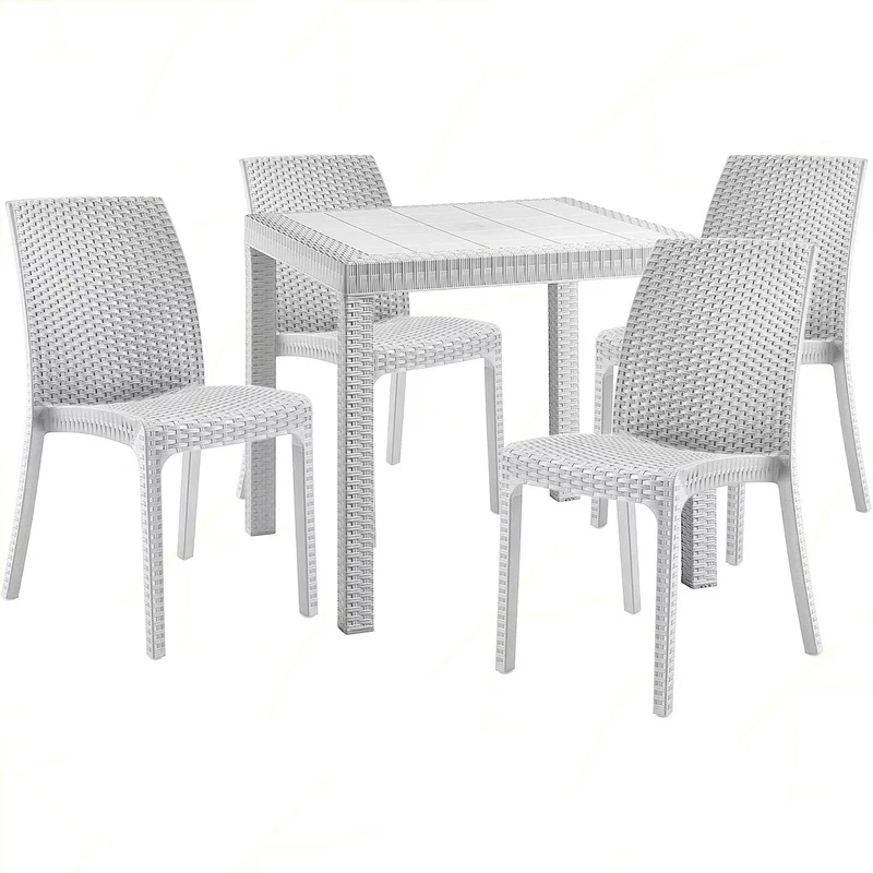 Set Tavolo e sedie "Phoenix" struttura in polipropilene effetto rattan per bar e strutture
