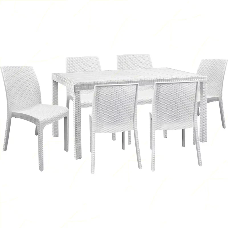 Set Tavolo e sedie "Phoenix" struttura in polipropilene effetto rattan per bar e strutture