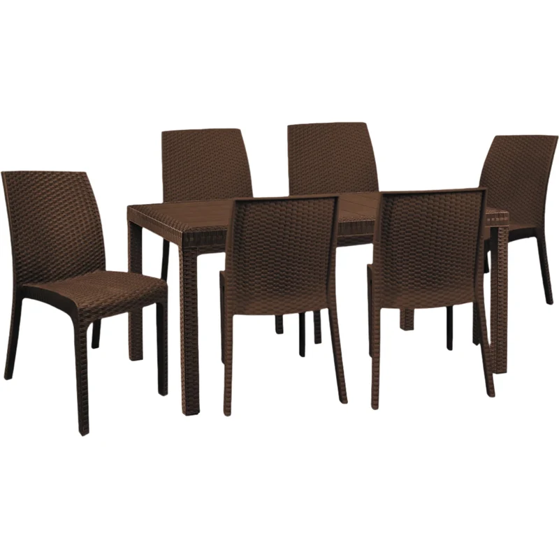 Set Tavolo e sedie "Phoenix" struttura in polipropilene effetto rattan per bar e strutture