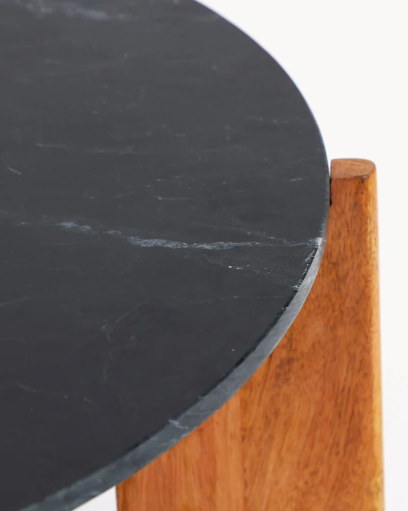 Tavolino da salotto in legno con piano in marmo Valigny